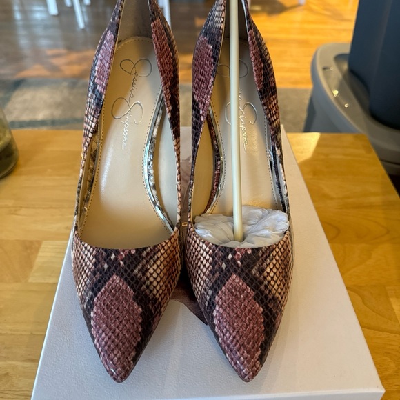Jessica Simpson Mauve Combo Copper Snake Print Heel Size 10M New in box - Picture 2 of 6